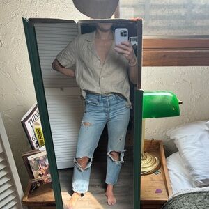 Quince organic linen short sleeve shirt